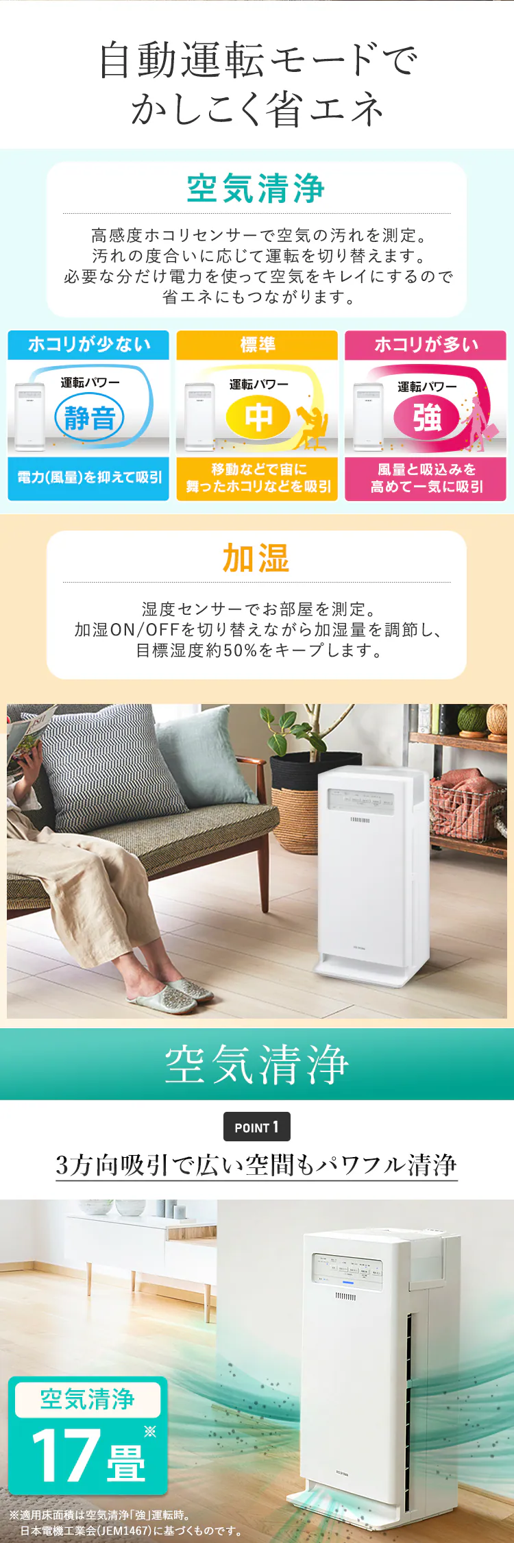 【訳あり】加湿空気清浄機 17畳  ホワイト1