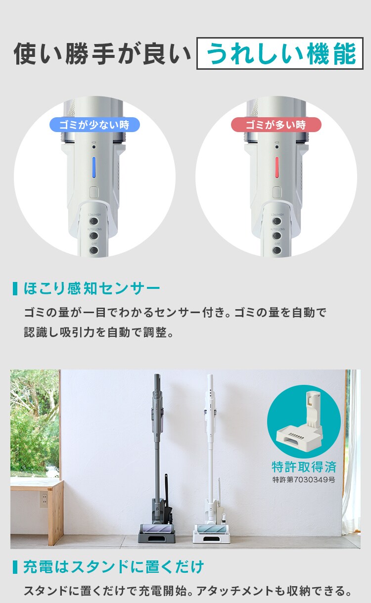 SUUZE 掃除機 コードレス サイクロン モップ付 置くだけで充電 SCD-210P-W ホワイト6