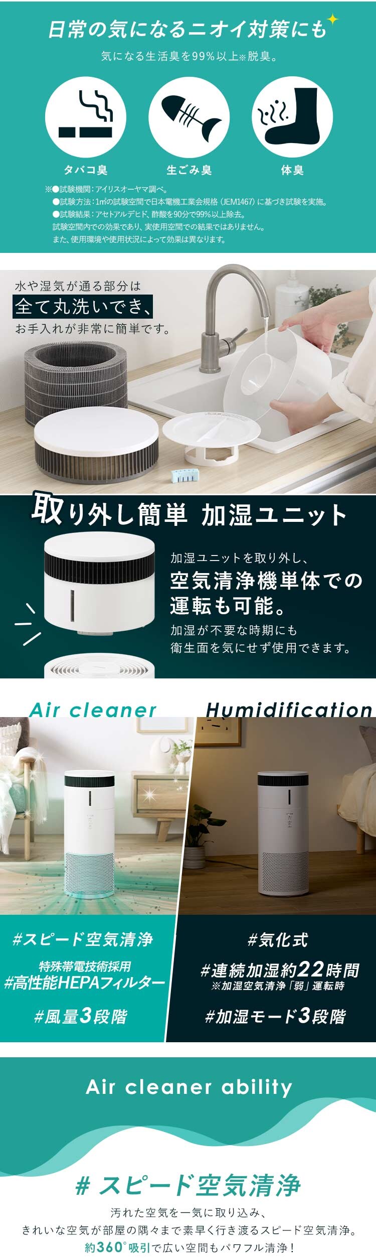 【訳あり】加湿空気清浄機 16畳  ホワイト1