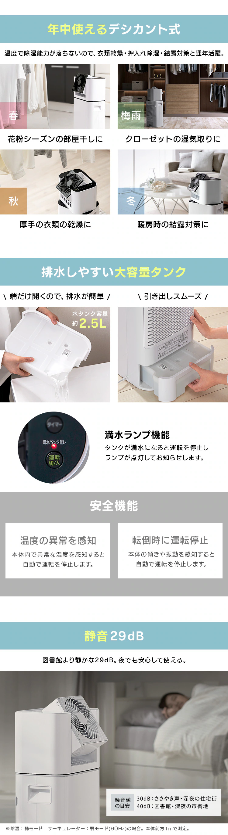 サーキュレーター衣類乾燥除湿機 デシカント式 13畳 5L 静音 1台3役 ホワイト/天面グレー4