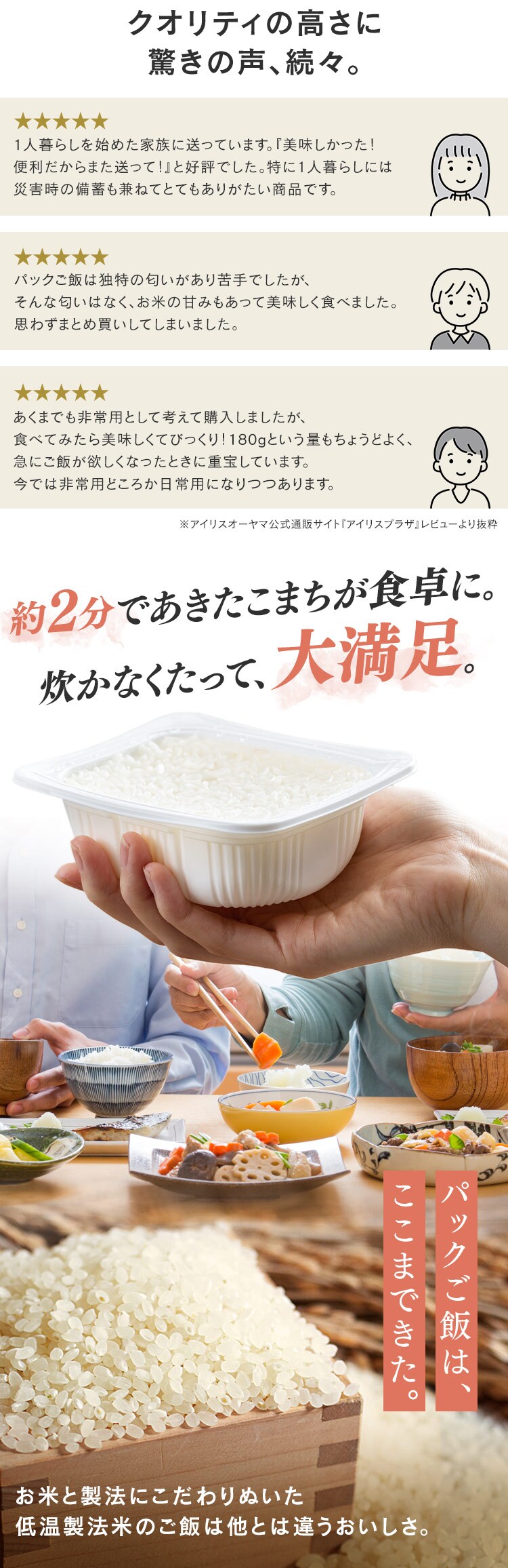 パックご飯 あきたこまち 150g 秋田県産 国産米100％ 低温製法米のおいしいごはん1