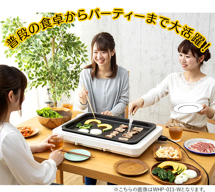 ホットプレート 左右温度調整 1枚 ブラック WHPK-011-B 13