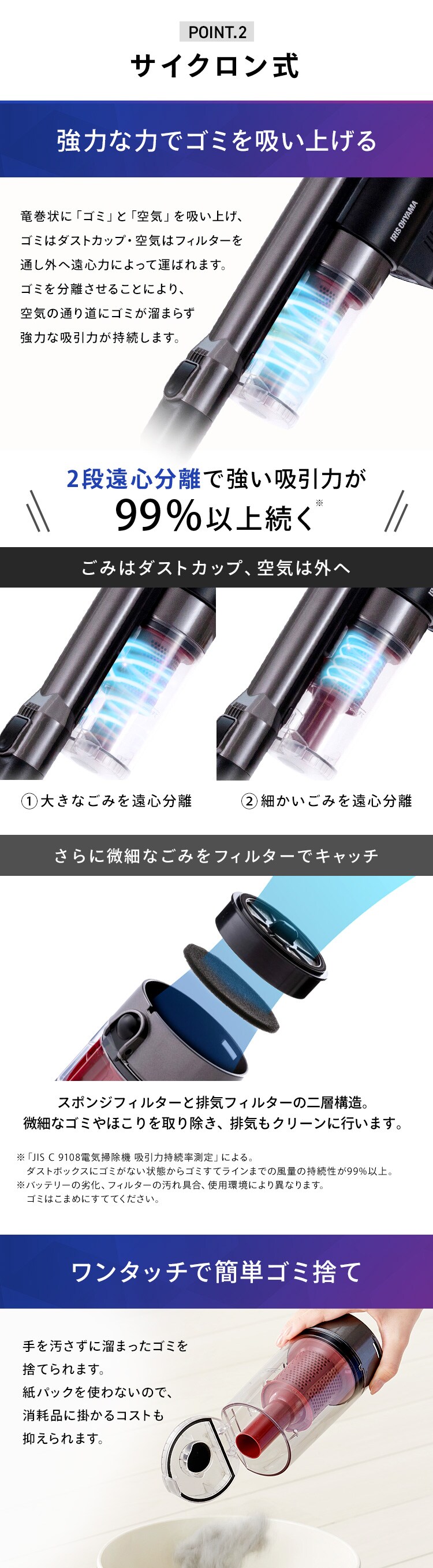 【訳あり】充電式サイクロンスティッククリーナー パワーヘッド SCD-141P-B ブラック3