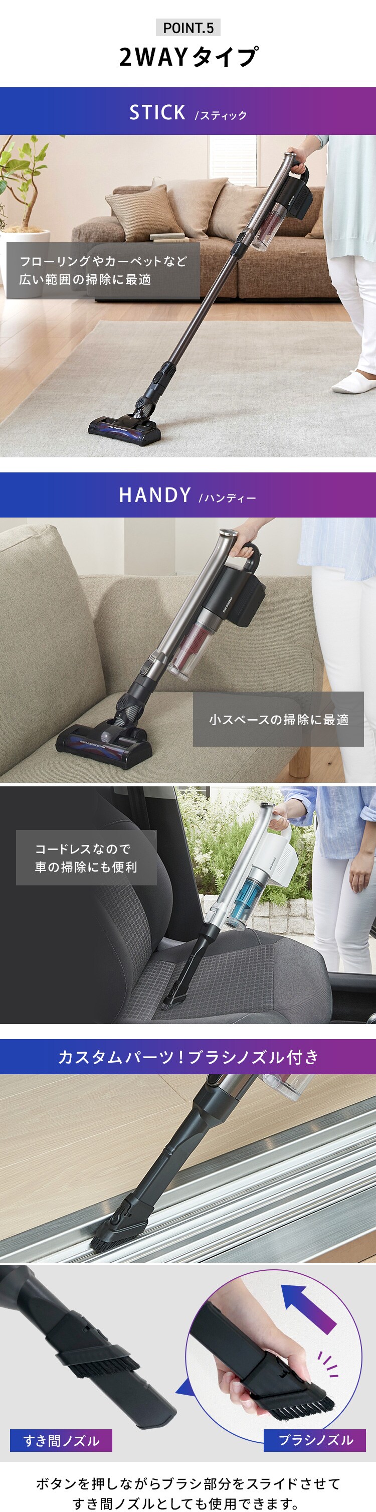 【訳あり】充電式サイクロンスティッククリーナー パワーヘッド SCD-141P-B ブラック6