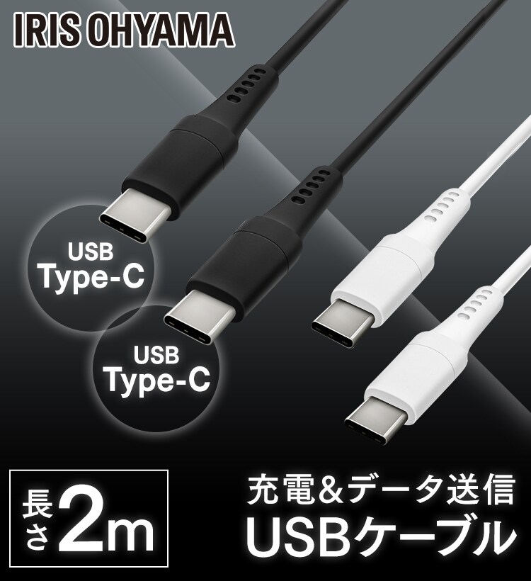 【メール便】【2個セット】USB-C to USB-Cケーブル 2m ICCC-A20-B ブラック【代引き不可】0