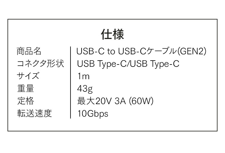 【メール便】【2個セット】USB-C to USB-Cケーブル 1m(GEN2) ICCC-B10-B ブラック【代引き不可】6