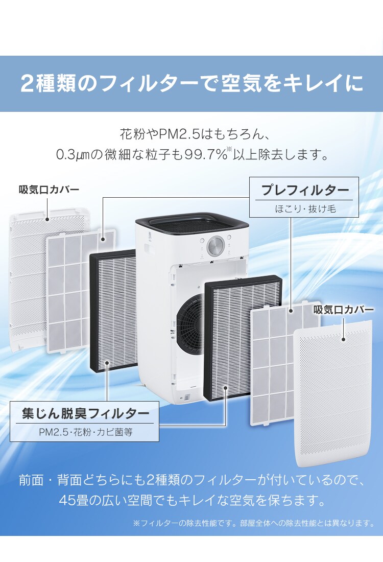 【訳あり】空気清浄機 45畳 IAP-A110-W ホワイト5