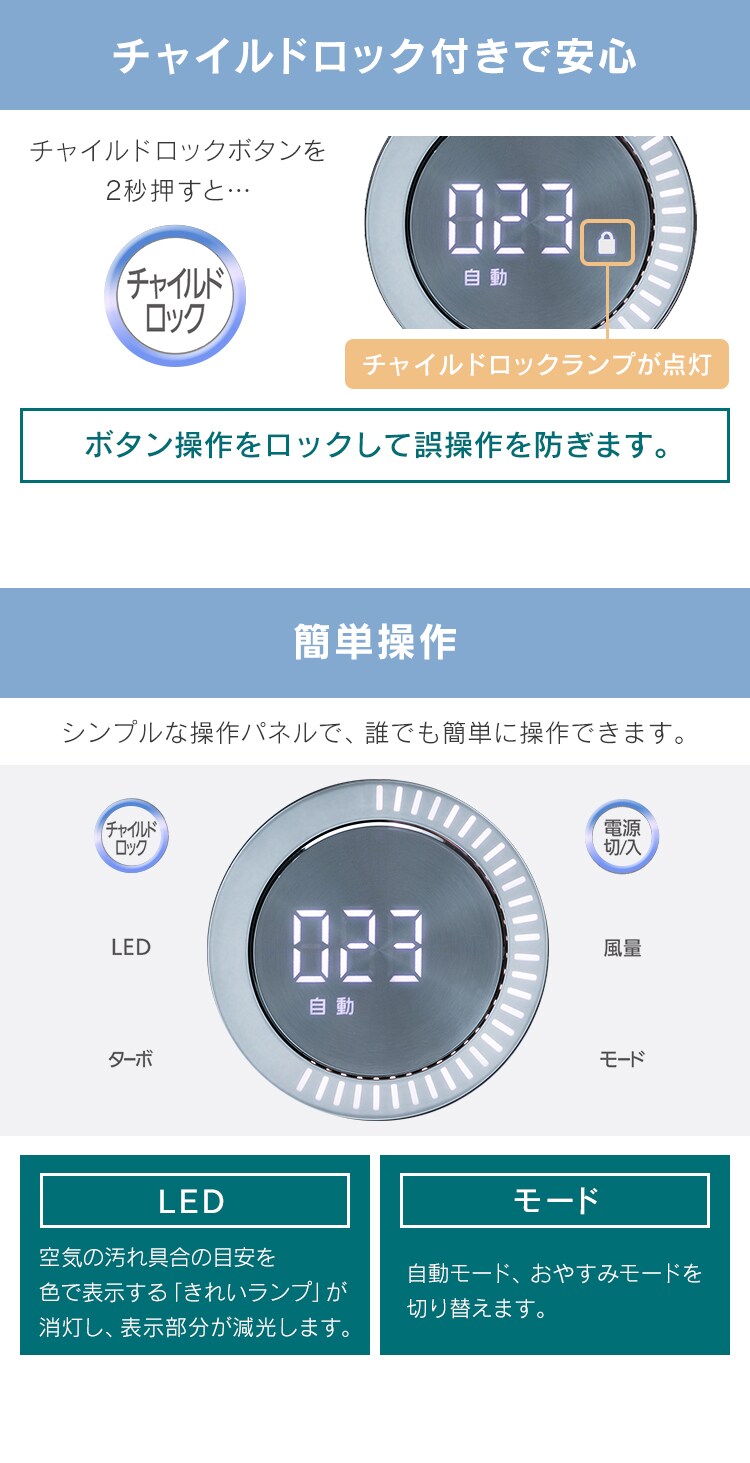 【訳あり】空気清浄機 45畳 IAP-A110-W ホワイト9