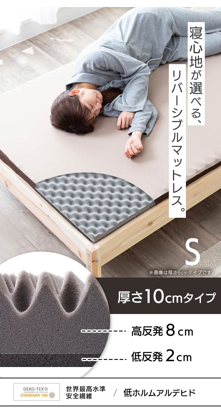 マットレス セミダブル 低反発＆高反発 厚さ10cm ウレタン MAKT10-SD