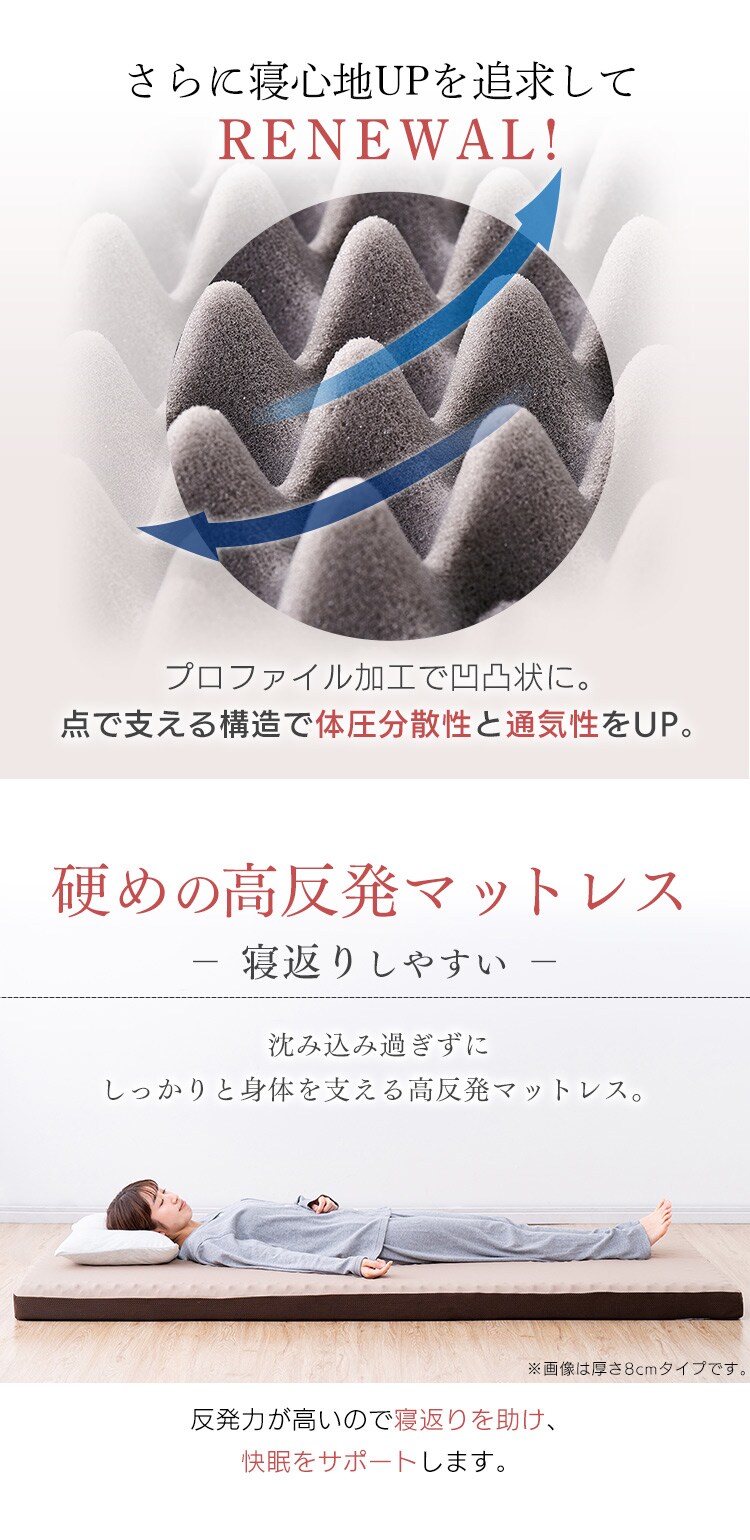 高反発マットレス≪厚さ8cm≫ MAKK8-S シングル K517365A│アイリス