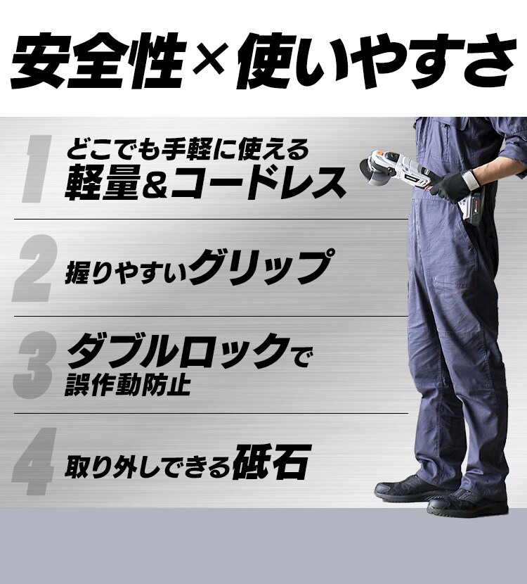 ディスクグラインダー 研磨 18V 充電式 本体のみ JDG100-Z6