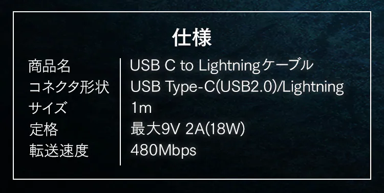 【メール便】高耐久USB-C to Lightningケーブル 1m ICCL-C10-B ブラック【代引き不可】4