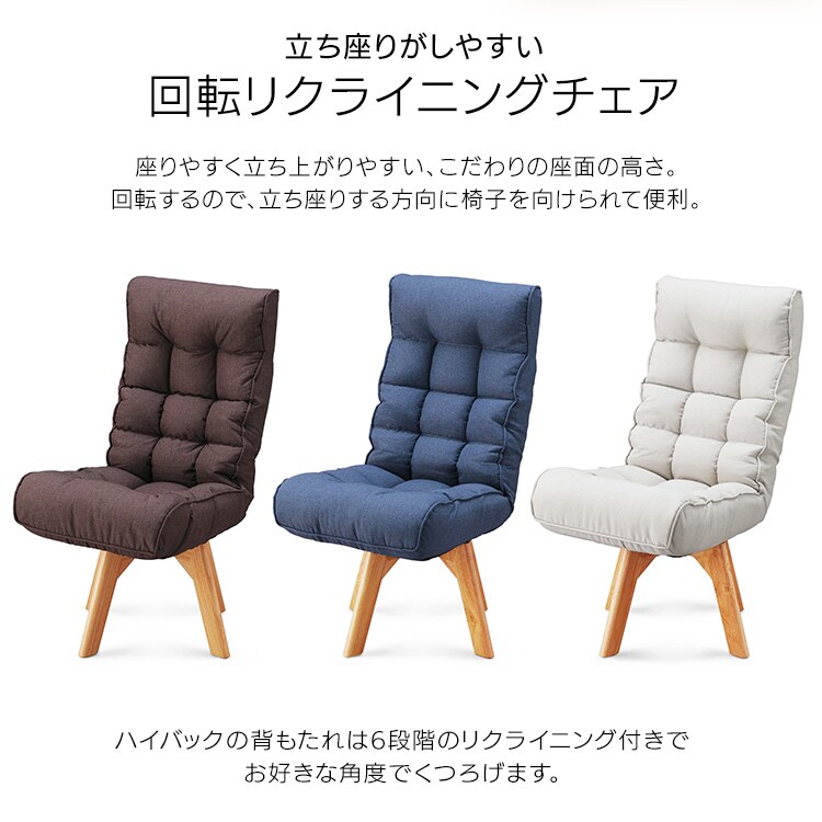 【訳あり】回転ファブリックチェア FAC-K ブルー1