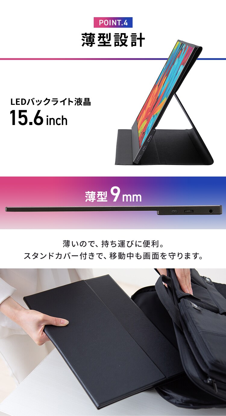 【訳あり】ポータブルモニター 15.6インチ スタンドカバー付き LUCA ILD-A1616MS-B5