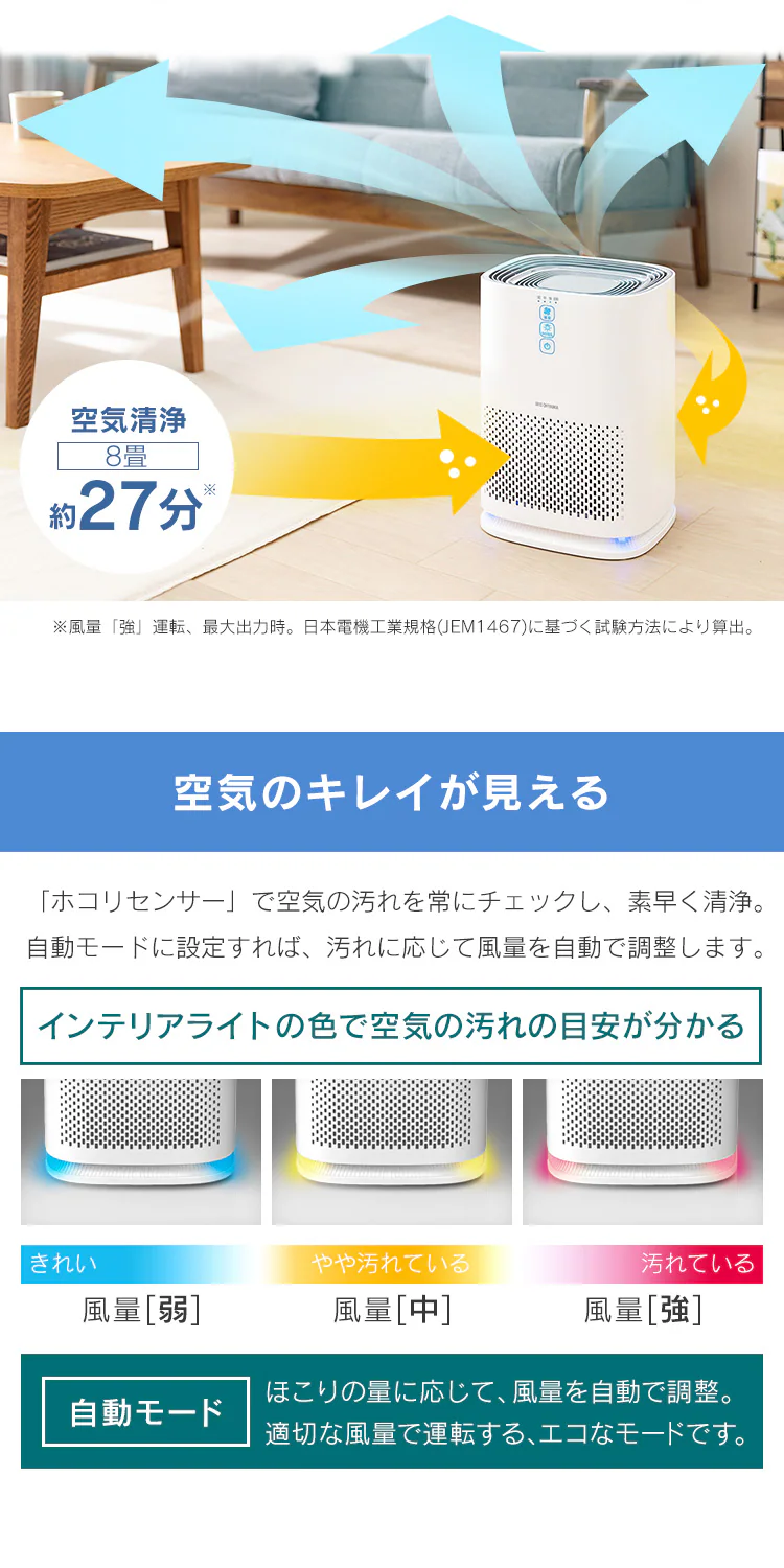 【訳あり】空気清浄機 9畳 お手入れ簡単 ホワイト4