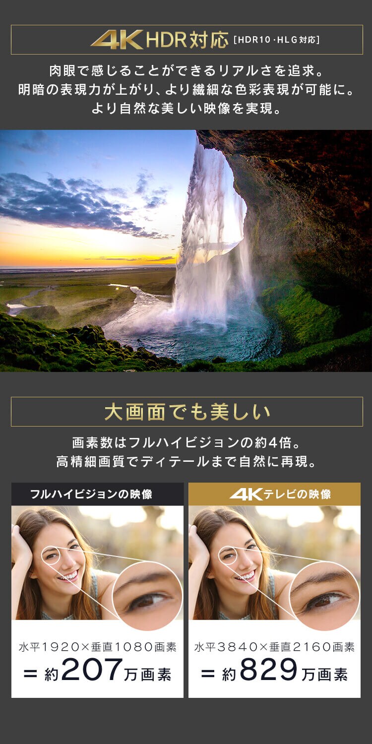 テレビ 55V型 4K QLED LUCA 55XＱUC357