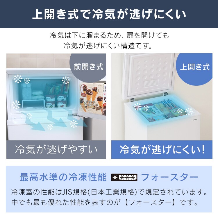 冷凍庫 100L 上開き ICSD-10C-W【代引き不可】8