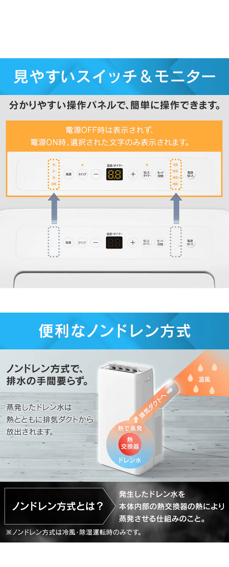 ポータブルクーラー冷暖2.8kW IPA-2821GH-W ホワイト　7畳10