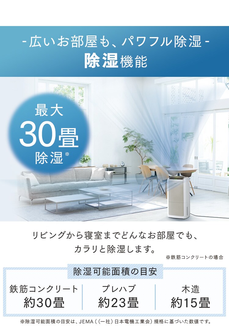 除湿機 コンプレッサー式 30畳 12L 空気清浄 KIJCP-M1205