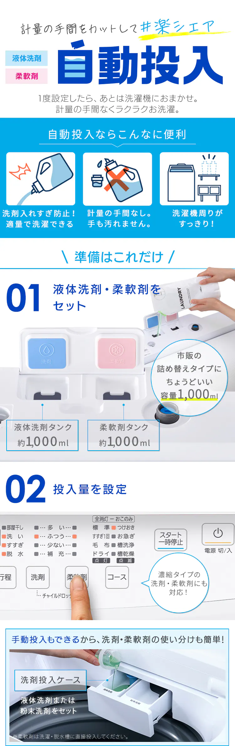 洗濯機 10kg 洗剤自動投入 スマホ操作 ガチ落ち大水流洗浄 二人暮らし ファミリー向け8