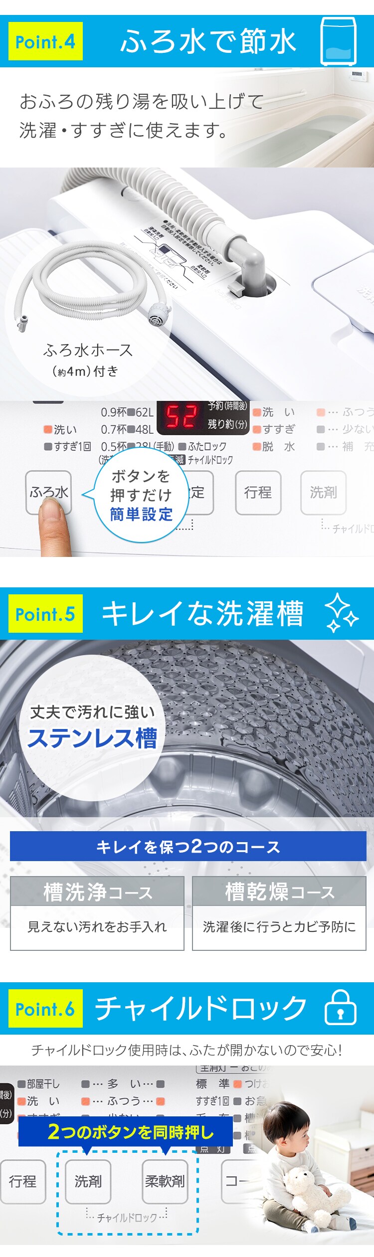 洗濯機 10kg 洗剤自動投入 スマホ操作 ガチ落ち大水流洗浄 二人暮らし ファミリー向け11