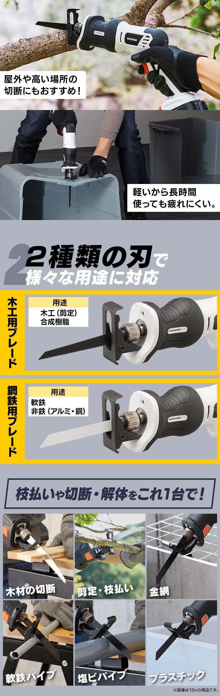電動ノコギリ レシプロソー 10.8V 充電式 本体のみ JRS13-Z ホワイト5