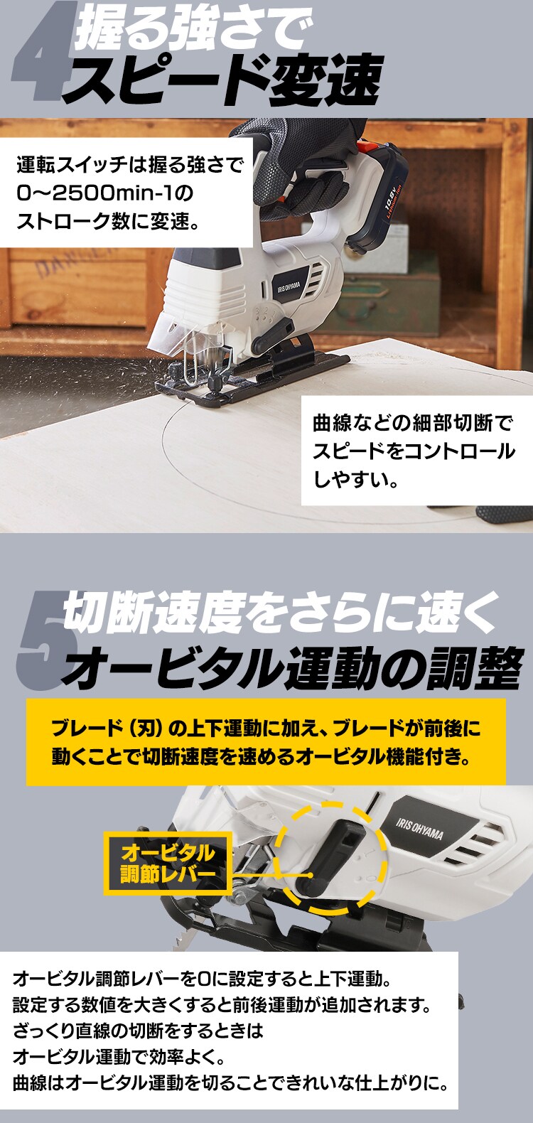 電動ノコギリ 糸のこ ジグソー 10.8V 充電式 本体のみ JJS101-Z ホワイト8