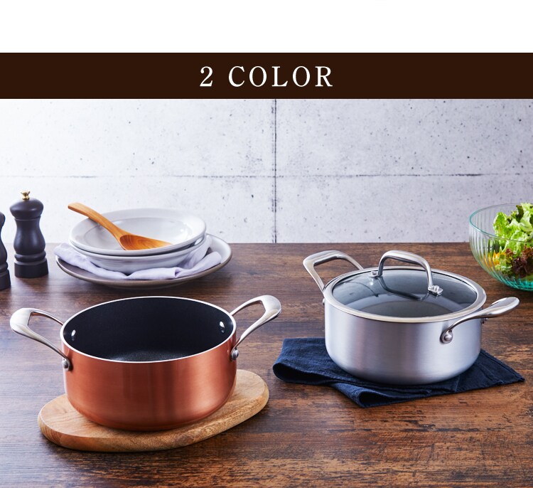 【IH対応】KITCHEN CHEF ダイヤモンドグレイス 両手なべ20cm DG-P20 シルバー15