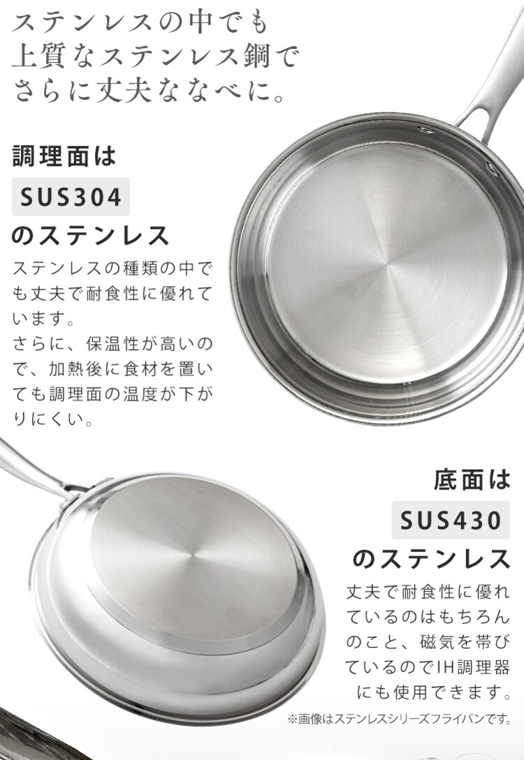 鍋 片手鍋 18cm IH/ガス ステンレス SP-P18 　3