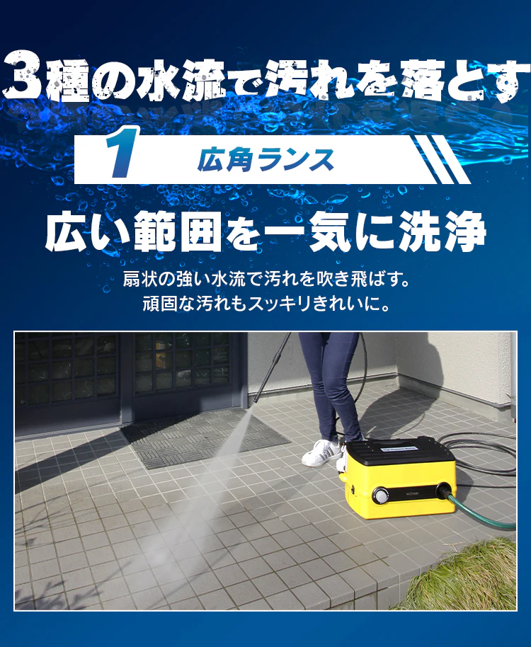 高圧洗浄機 12.0MPa 水圧調整可能 コンパクト収納モデル FBN-604　イエロー　2