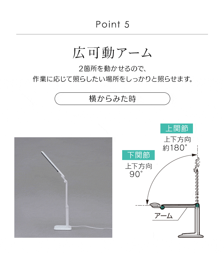 LEDデスクライト 1500lx 折り畳み可能 LDL-302-W ホワイト11