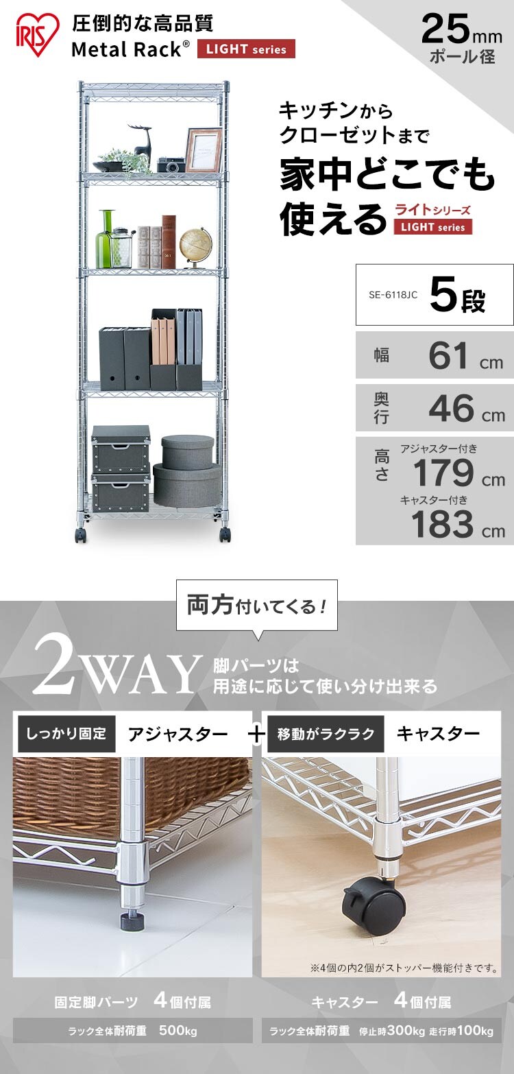 スチールラック 幅61cm メタルラック 5段 SE-6118JC0.1 K104974