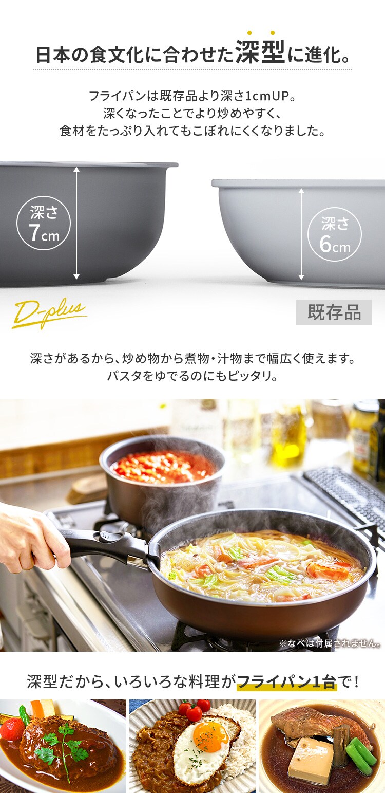 フライパン 3点セット ダイヤモンドコートパンD-plus IH・ガス火用 PDCI-S3S マルベリーパープル3