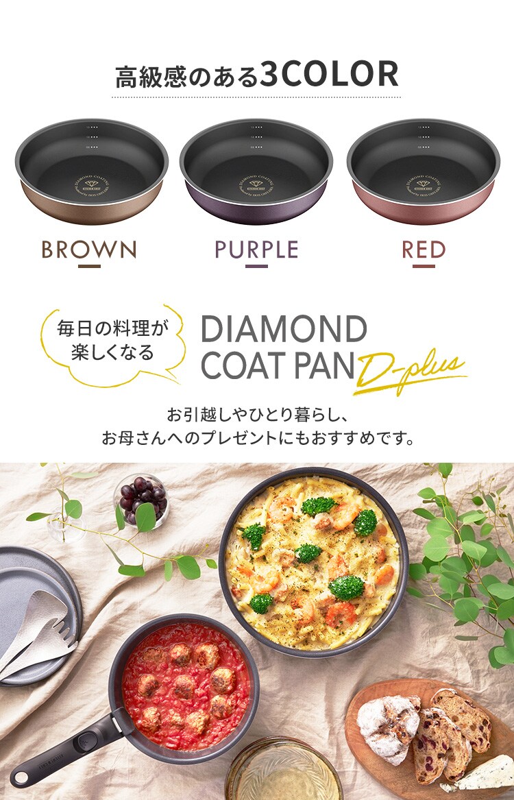 ダイヤモンドコートパンD-plus 6点セット IH・ガス火用 PDCI-S6S マルベリーパープル9