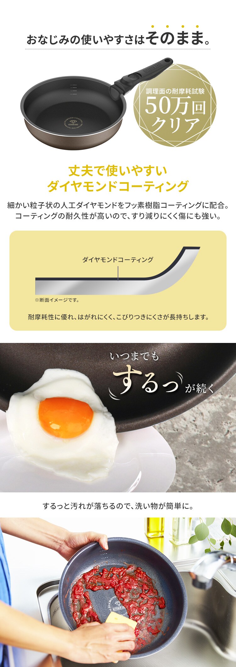 【訳あり】 フライパン 10点セット IH ガス火 ダイヤモンドコートパンD-plus PDCI-S10S チェスナットブラウン8