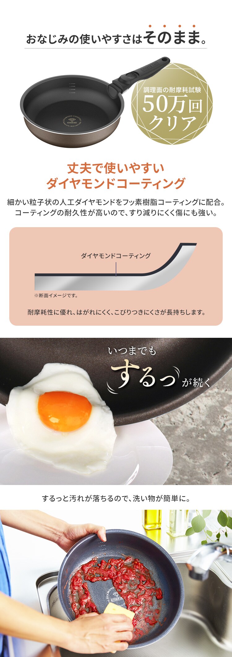 【訳あり】ダイヤモンドコートパンD-plus 6点セット ガス火用 チェスナットブラウン PDCG-S6S7