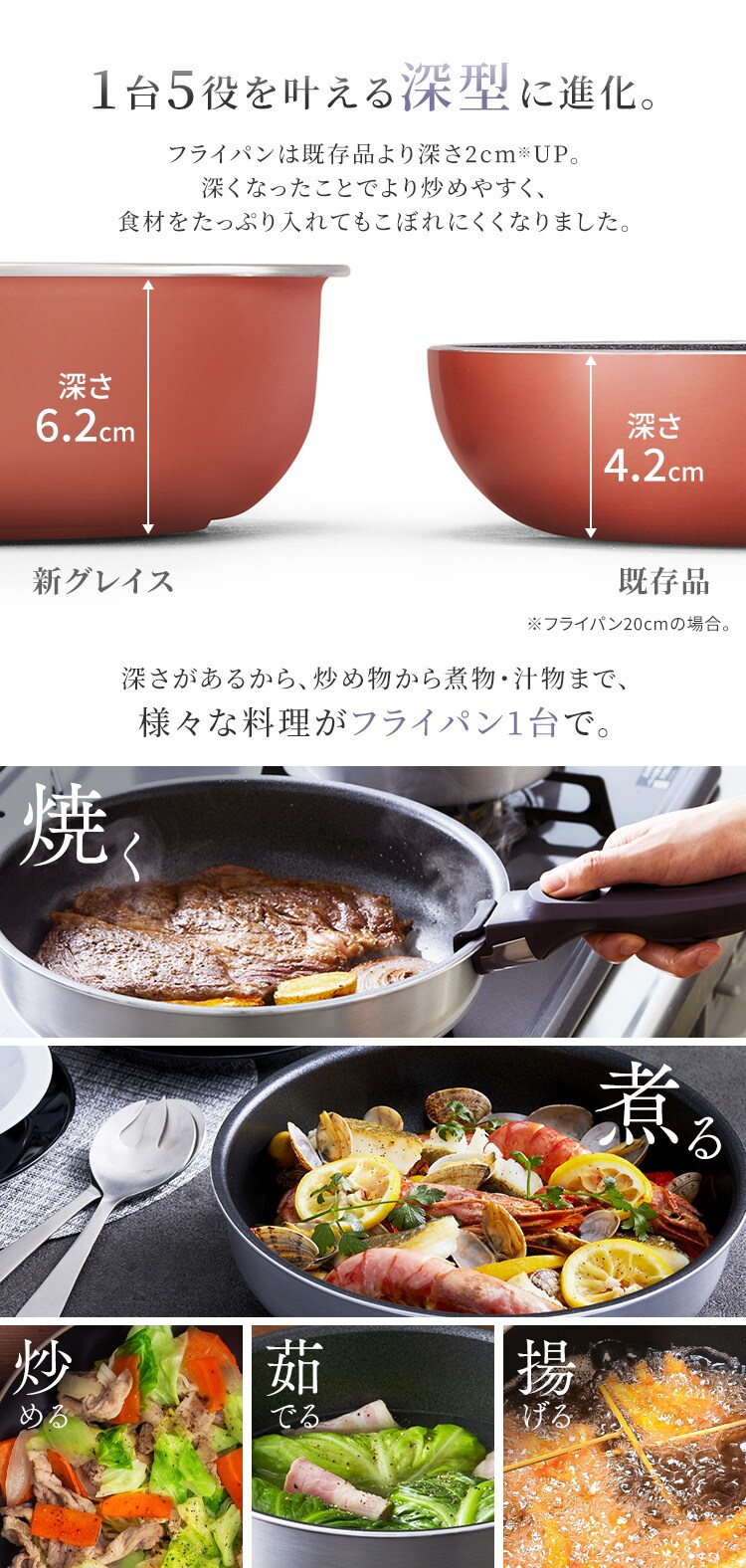 フライパン 10点セット IH/ガス火対応 ダイヤモンドグレイス DG-S10S ブロンズ 3
