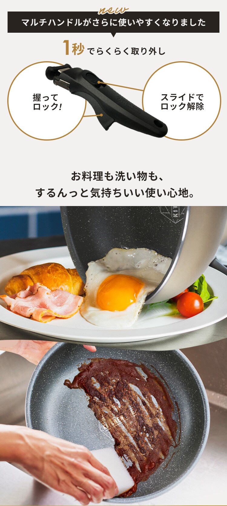 【IH対応】KITCHEN CHEF ダイヤモンドコートパン 9点セット ISN-SE9 ホワイト＆マーブル 1