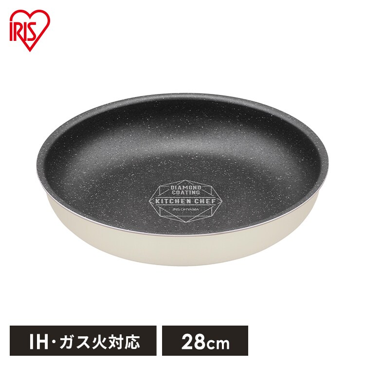 フライパン 28cm IH/ガス火対応 ダイヤモンドコートパン ISN-F28 ホワイト＆マーブル0