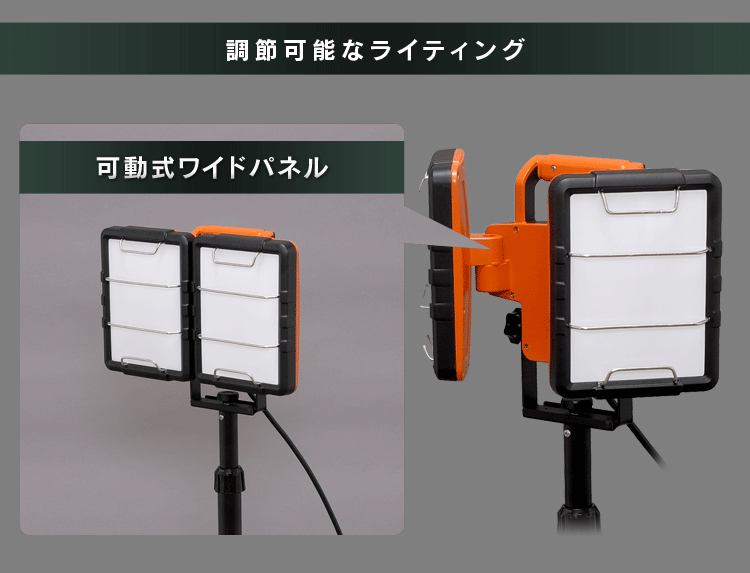 ワークライト LED ワイドパネル スタンドタイプ 置き型 防水 作業灯 10000lm LWT-10000S-WP8