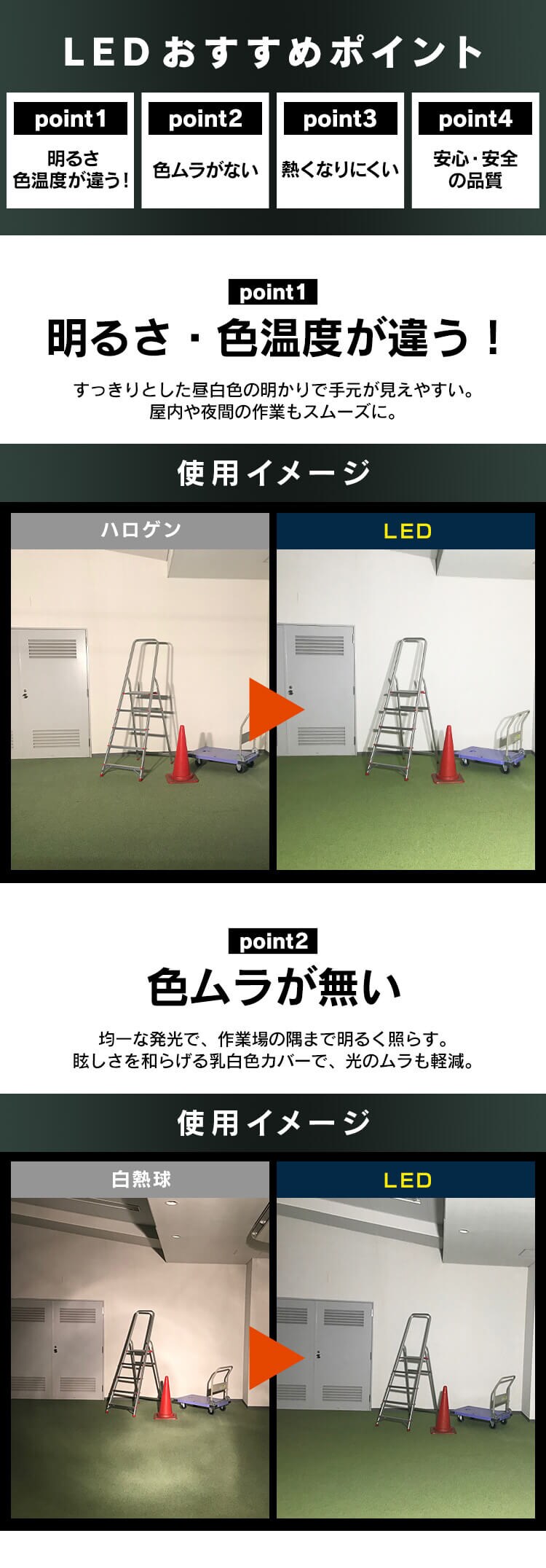 ワークライト LED スタンドライト 防雨 屋外 作業灯 10000lm LWTL-10000ST 2