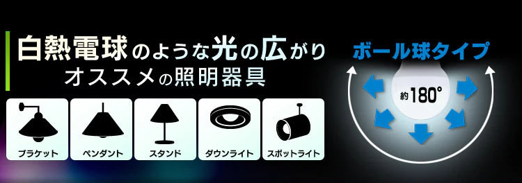 LED電球 E26口金 広配光タイプ 40W形相当 密閉形器具対応 ボール球 (昼白色・電球色)1