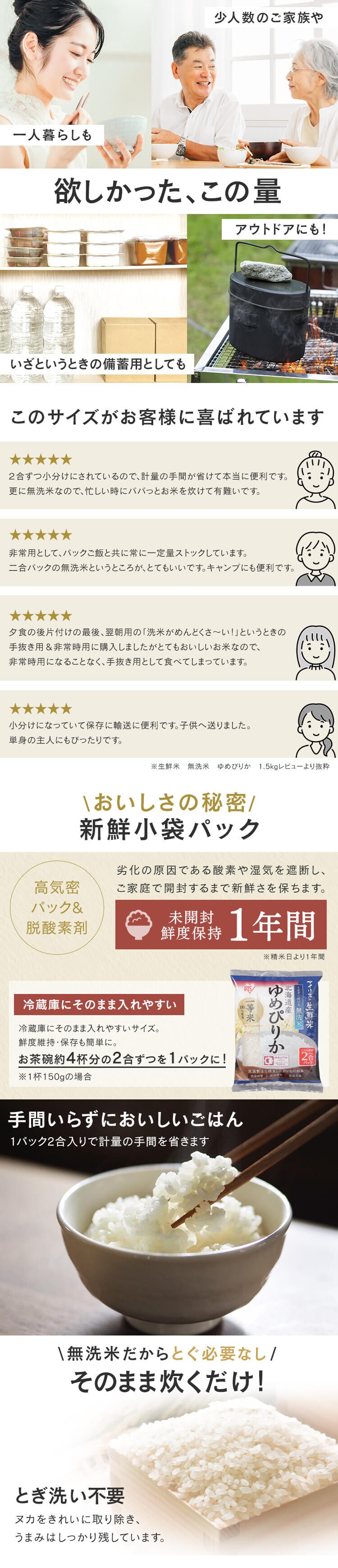 令和7年産 米 無洗米 北海道産 ゆめぴりか 1.5kg1