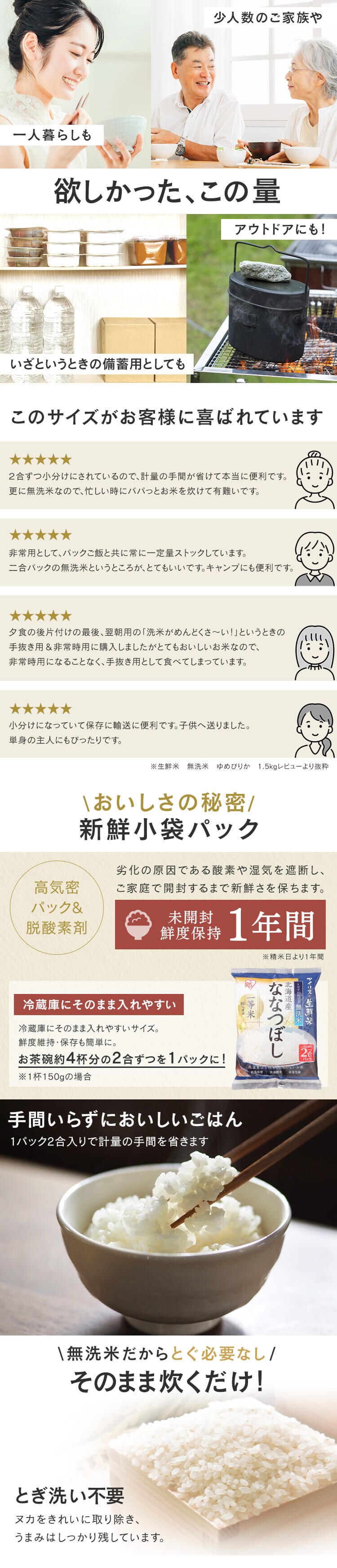 令和7年産 米 無洗米 北海道産 ななつぼし 1.5kg1