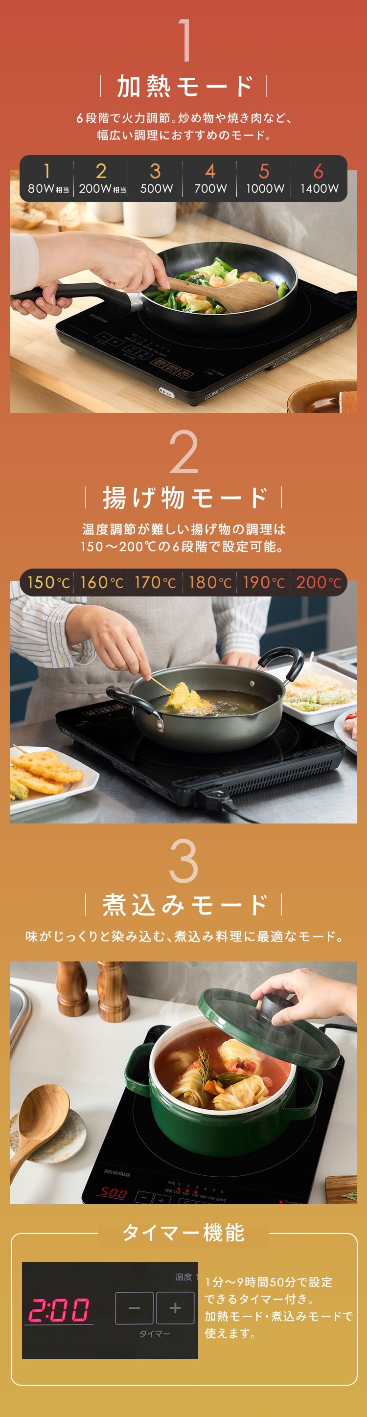【セット品】1口IHコンロ 薄型 IHC-T43-B ブラック 鍋 24cm レッド3