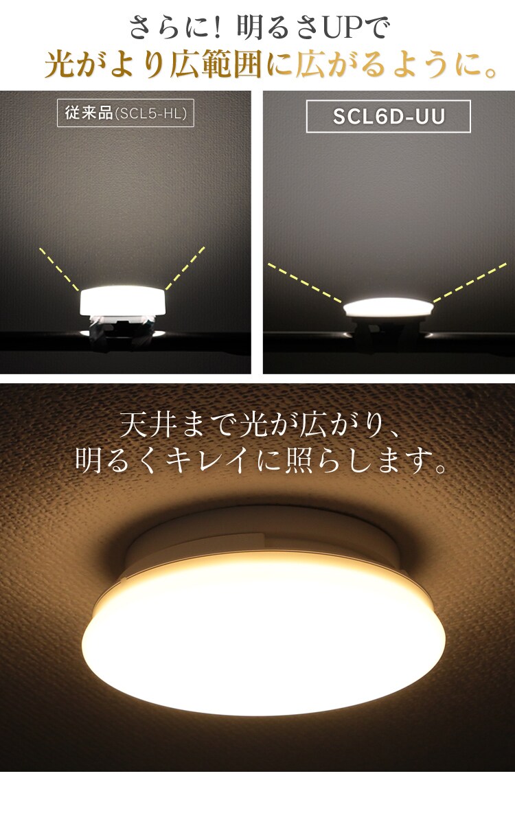 【2個セット】シーリングライト LED 小型 薄型 600lm 電球色 玄関 廊下 キッチン 洗面所 クローゼット 照明 SCL6L-UU3