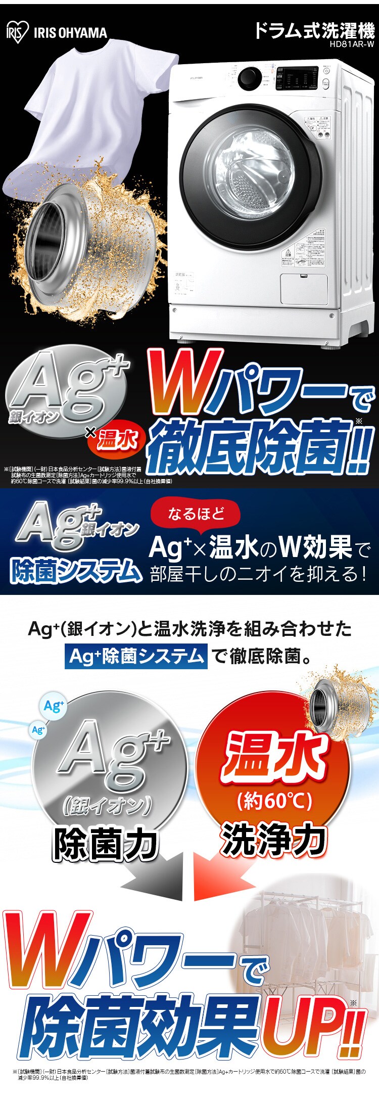 【訳あり】ドラム式洗濯機 8.0kg ホワイト HD81AR-W0