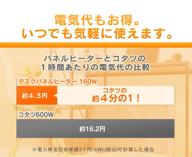 電気代もお得。いつでも気軽に使えます。