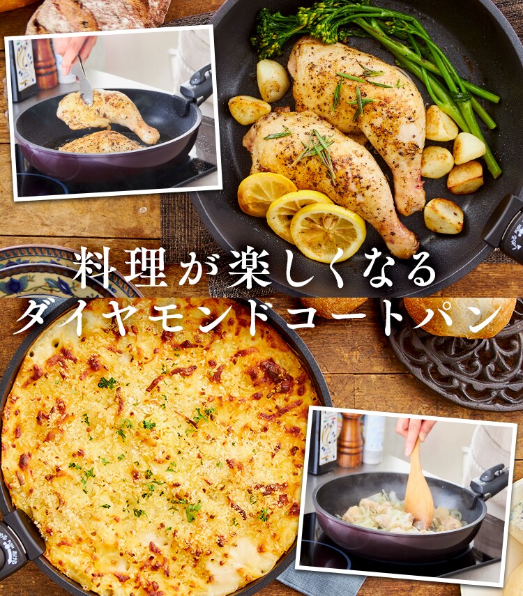 【IH対応】KITCHEN CHEF ダイヤモンドコートパン グレードプラス 6点セット IZ-SE6 全2色3