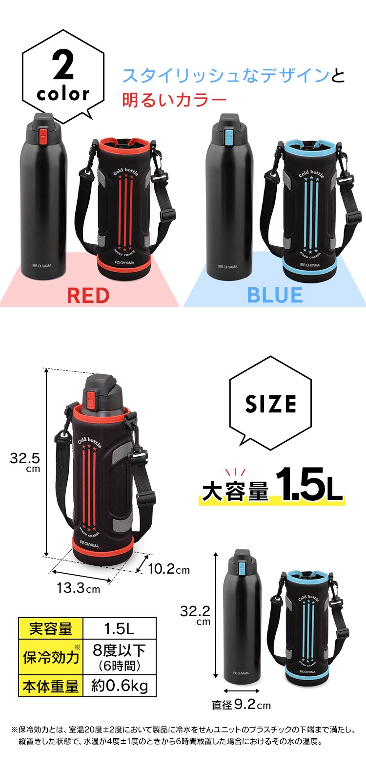水筒 子供 1.5L キッズ ステンレスボトル DB-1500 レッド パッキン付き7